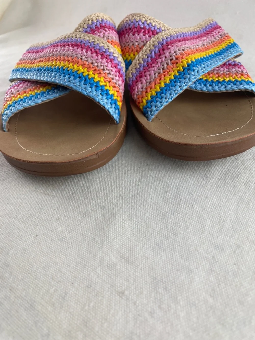 Corkys Crochet Crossover Slide Sandals Size 10